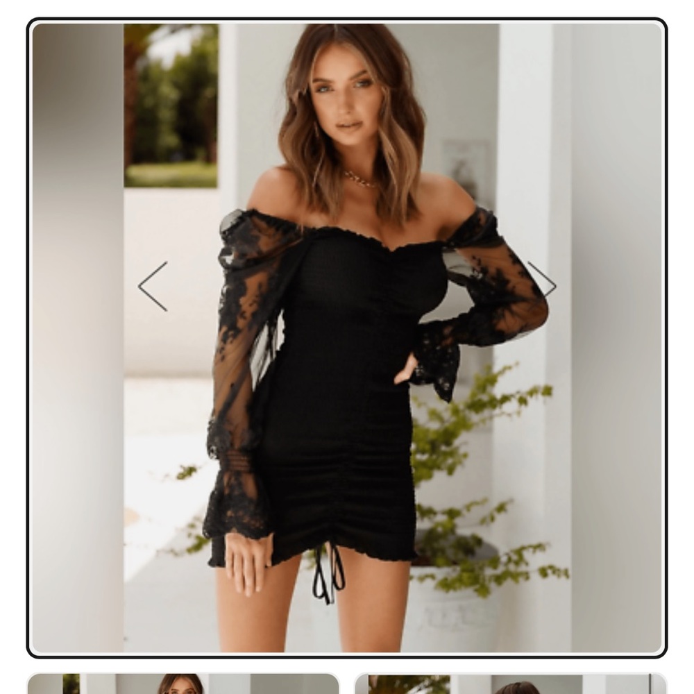 Hello Molly NEW Women's First Look of Fame Mini Black Dress Lace Ruched Size 4
